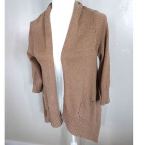 GAP‎ Open Front Cotton Cashmere Brown Asymmetrical 3/4 sleeve Cardigan | Small
